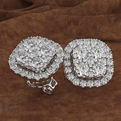 

Womens Fashion Gold Plated 14k Square Love Diamond Earrings