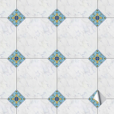 

20pcs Floor Tiles Diagonal Wall Stickers Bathroom Kitchen Waist Line Art Mural Tile Self-Adhesive Vinyl Wall Decals Decoration