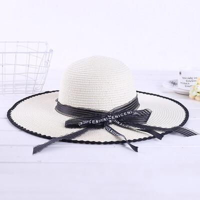 

Summer New Korean Ladys Ladys Ladys Ladys Butterfly-knotted Sun Hat Seaside Holiday Eaves Personal Sunshade Beach Hat