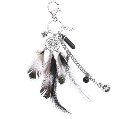 

Bohemian Feather Dream Catcher Pendant Women Keychain Ladies Girls Boho Bag Key Rings Keyholder