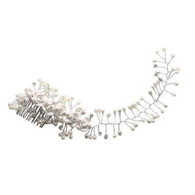 

Bridal Wedding Flower Pearl Headpiece Women Girls Crystal Hair Headband Party Evening Hairpin Accessory