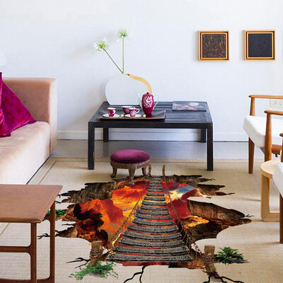 

Gobestart 3D Flaming Floor Wall Stickers Removable Mural Decals Vinyl Art Living Room