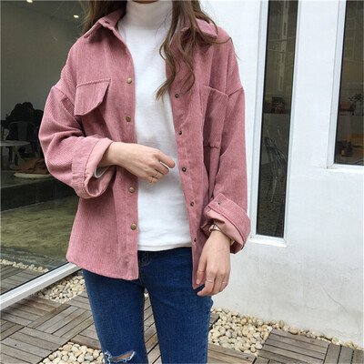 

Tailored Women Corduroy Jacket Top Shirt Coat Casual Vintage Loose Coat