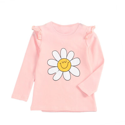 

Toddler Girl T-shirt Long Sleeve Flowers Printed T-shirt Tops Cotton Casual Blouse Outfits Autumn