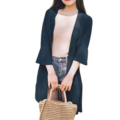 

Summer Chiffon Sun Protection Clothing For Women Cardigan Long Blouse Beach White Female Fashion Tops Feminino Boho Thin Coat