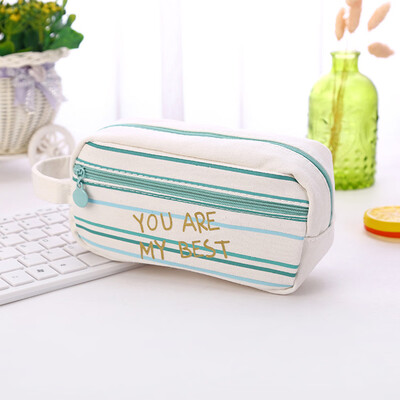 

Toponeto Brief Style Green Canvas Large Capacity Pen Pencil Bag Stationery Storage Organi
