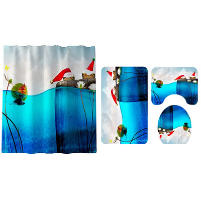 

Tailored 4PCS Non Slip Toilet Polyester Cover Mat Set Bathroom Shower Curtain