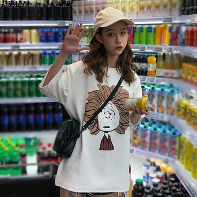 

Womens Round Neck Cartoon Character Print Short Sleeve Loose T-Shirt O-Neck Casual Summer Fashion T-Shirts