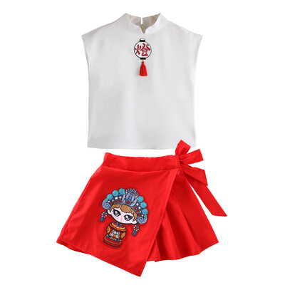 

Summer Toddler Girl Clothes Set Short Sleeve Cartoon Print Cotton T-shirt BlouseSkirts Casual Outfits Set