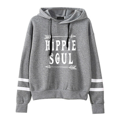

Queenromen Unisex Hippie Soul Bus Peace Flower Women Hoodie Striped Sleeve Jumper Pullovers Hippy Gift Sweatshirt