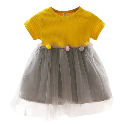

Summer Sweet And Lovely Girl Dress Fashion Korean Princess Dress Stitching Design Mesh Dress