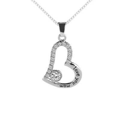 

Stainless Steel Love Heart Pendant Chain Necklace Mothers Day Gift from Daughter Son