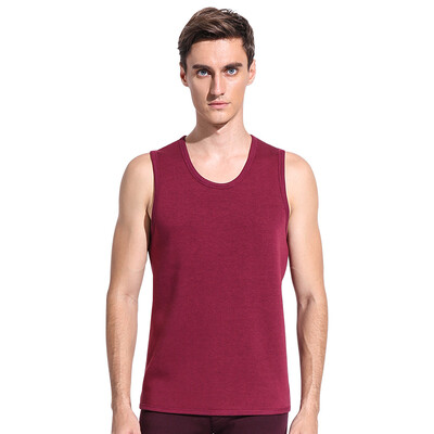 

Langsha warm vest mens mens velvet no trace light warm sanding autumn&winter bottoming shirt thick round neck wine red  175 yards