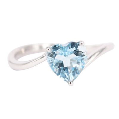 

Sea Blue Heart Shape Crystal Opening Ring Women Bridal Wedding Hand Decoration Jewelry Gifts