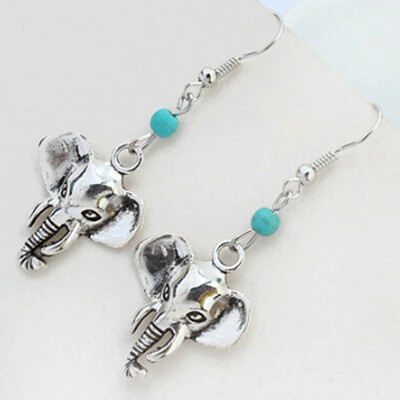 

Fashion Vintage Style Animal Jewelry Tibetan Lifelike Face 3D Elephant Head Drop Earrings Nice Gifts for Women