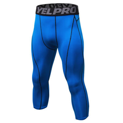 

2018 elastic men pants fitness joggers compression tights long pants leggings mens wear mid-calf length male trousers