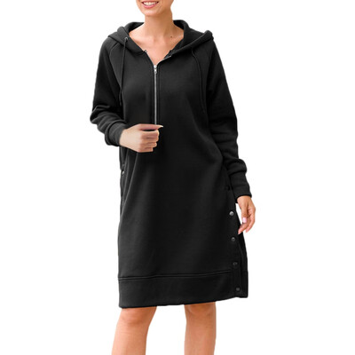 

Autumn Winter Casual Women Long Hoodies Sweatshirt Coat Zip Up Outerwear Hooded Jacket Plus Size velvet Outwear Tops