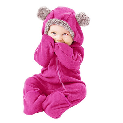 

New Born Baby Clothes Winter Baby Boy Girl Romper Cute Cartoon Hooded Jumpsuit Casual Overalls For Children Kids Outerwear