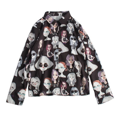 

Summer Women Floral Print Chiffon Shirts Fitness Long Sleeve Loose Blouse Tee Casual Lapel Tops Women Retro Temperament Tops