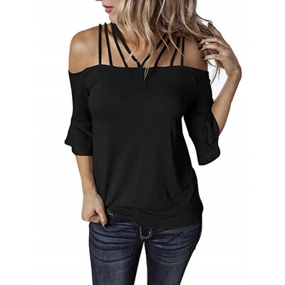 

T shirt women off shoulder solid color short-sleeve women tshirt vestidos