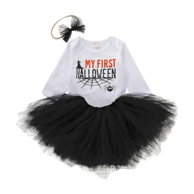 

US 3PCS Newborn Baby Girl Clothes Romper JumpsuitTutu SkirtHeadband Outfit Set