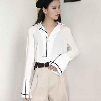 

Chiffon Shirt Womens Simple Lapel Wild Long-Sleeved Fashion Trend Wear Comfortable And Breathable Wild Personality