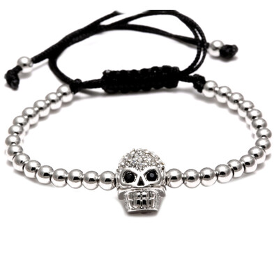 

Unisex Gothic Skull Hand-Woven Leather Cord Rope Wrap Bangle Bracelet Halloween