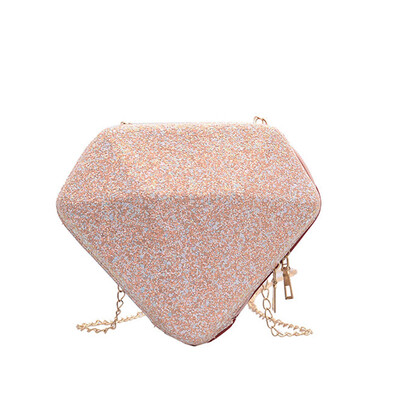 

2019 Women New Style Elegant Fashion Design Casual All-match Sequins Decoration Shoulder Cross body Bag Diamond Shape Pink Bag