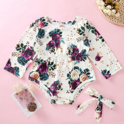 

US Newborn Infant Baby Girl Flowers Clothes Long Sleeve Romper Jumpsuit Outfits
