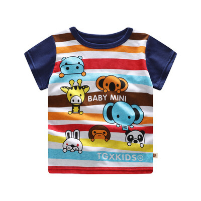 

Summer Toddler Kids Candy Color Tees Cartoon Cotton Baby Boys Girls T-shirts Short Sleeve Casual Clothing 0-5T