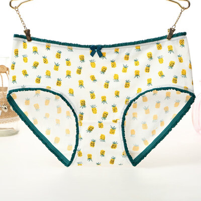 

Women Mid Rise Seamless Cotton Underwear Briefs Cartoon Print Cute Lingerie Ladies Underpants