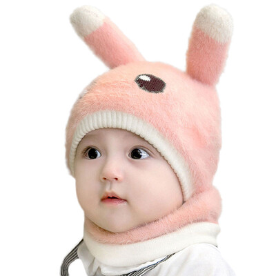 

Bunny Baby Winter Warmer Scarf Cartoon Ear Design Hat Infant Cotton Collar Scarves Neckerchiefs Headwear Set