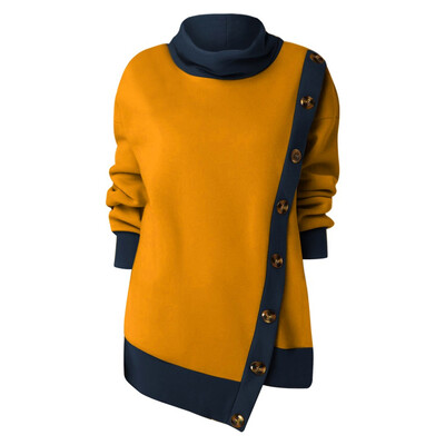 

Tailored Fashion Women Plus Size Button Splice Solid Color Long Sleeve O-Neck Sweatshirt