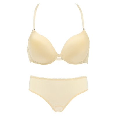 

Sexy Women Smooth Push Up Bras Sets Seamless Free Size Panties Y-Line Straps Padded Underwear Bras