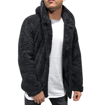 

Mens Winter Warm Fluffy Fleece Hooded Coat Hoodies Jacket Outwear Cardigans Top
