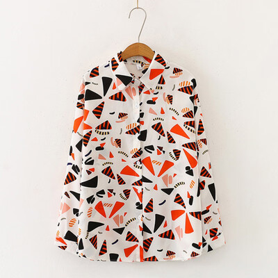 

Retro Broken Flowers High Quality Pure Cotton Female Blouse Casual Loose Streetwear Long Sleeve Women Tops