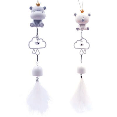 

Little Bear Hippo Wind Chimes Feather Wind Chimes Resin Pendant Wall Hanging For Home Decoration