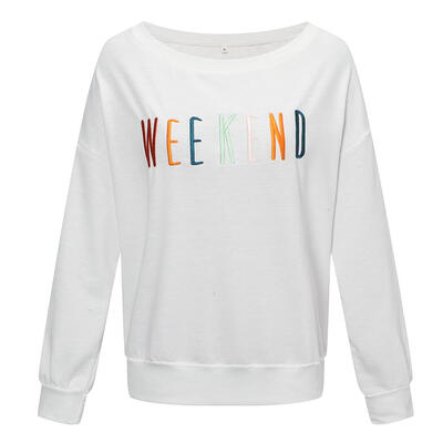 

Autumn Women Sweatshirt Long Sleeve Letter Print Cotton Loose Fashion Tops