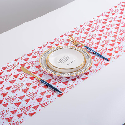 

Tailored Merry Christmas Red Snowflake Snowman Long Table Runner Cloth 270CM Home Decor