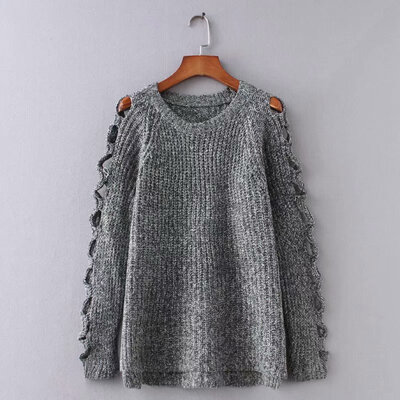 

Knitted Sweater Womens Round Neck Hollow Design Fashion Slim Autumn And Winter New Loose Simple Thick Warm Warm Wild