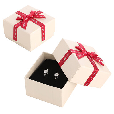 

Gobestart Ribbon Bow Ring Earrings Jewelry Box Carton Storage Box