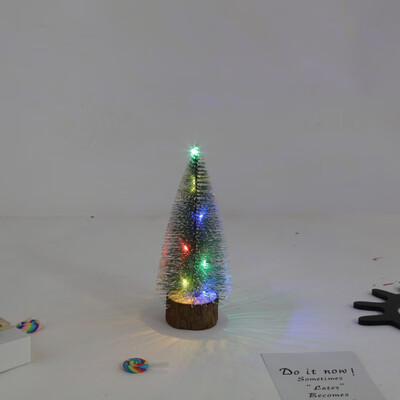 

Tabletop Christmas Tree Miniature Pine Frosted With LED Design Trees With Wood Base Crafts Home Decor Ornaments Arbol De Navidad