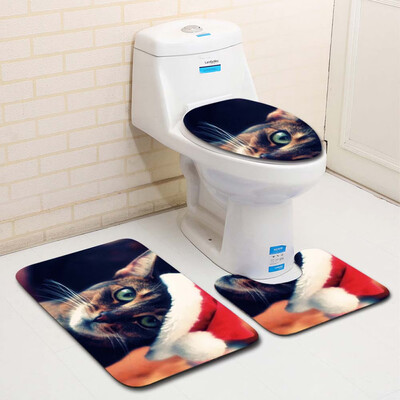 

Tailored 3PCS Fancy Santa Toilet Seat Cover&Rug Bathroom Set Christmas Decor