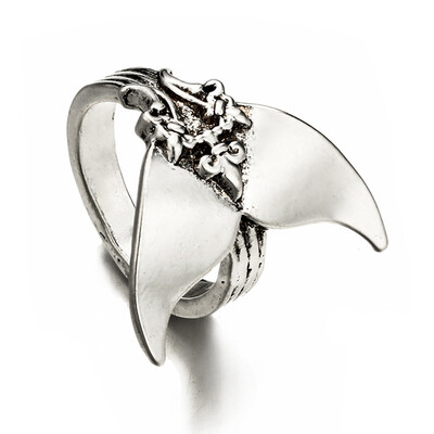 

Mystical Mermaid Ring Vintage Antique Silver Whale Tail Midi Finger Knuckle Rings For Women Jewelry Anillos