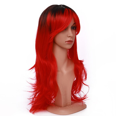 

Long Full Wig with Bangs Ombre Natural Wave Heat Resistant Synthetic Wig Dyeing Color Curly Wavy Cosplay Wigs Costume Dress