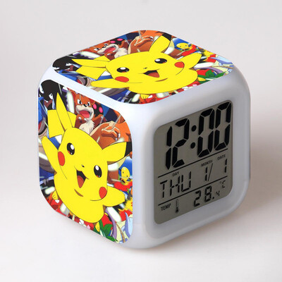 

Novel Pokemon Pikachu Digital Alarm Clock Night Light LED Flash Light with LCD Display Anime Figures Electric Clocks for Children
