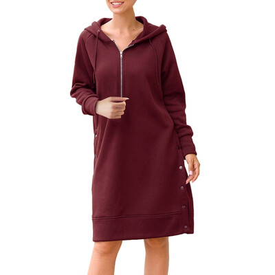 

Autumn Winter Casual Women Long Hoodies Sweatshirt Coat Zip Up Outerwear Hooded Jacket Plus Size velvet Outwear Tops