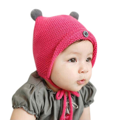 

Baby Hat Lace-Up Beanies Girls Boys Warm Knitted Caps Crochet Kids Photo Props Beanie
