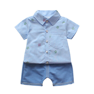

2019 Childrens Sets Summer Boys Casual Blouse Short Pant Set for Kids Boys 1-4Y Fashion Clothes Sets