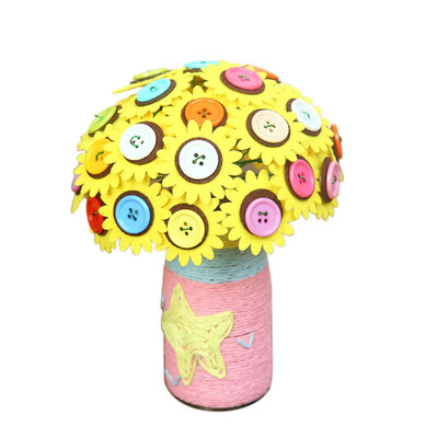 

DIY Multicolor Round Resin Decorative Buttons Flower with EVA Flower Pot Scrapbooking Embelishments Sewing Craft Supply